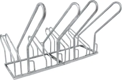 Produktbild von Fahrradständer für 4 Fahrräder 140x40x83 cm Stahl feuerverzinkt 2x2 höhenversetzt mit Anlehnbügel
