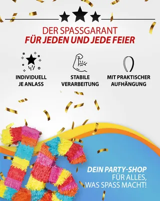 Produktbild von Piñata Zahl 16 für Party Deko Jubiläum Schlagspiel Zahlen bunte Pinata zum 16-ten Geburtstag Indoor Outdoor Spiel zum selbst Befüllen