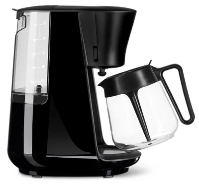 Zdjęcie produktu dla Ekspres do kawy Tchibo "Let's Brew", do 10 filiżanek kawy filtrowanej, szklana karafka o pojemności 1,2 l, płyta grzewcza ze stali nierdzewnej, blokada kapania, automatyczne wyłączanie, czarny