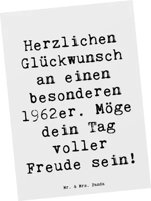 Produktbild von Mr. & Mrs. Panda Postkarte Spruch 1962 Geburtstag - Weiß - Geschenk, geboren, Ansichtskarte, positive Energie, Freude und Wärme, Happy Birthday, Glückwunsch, Postkarten