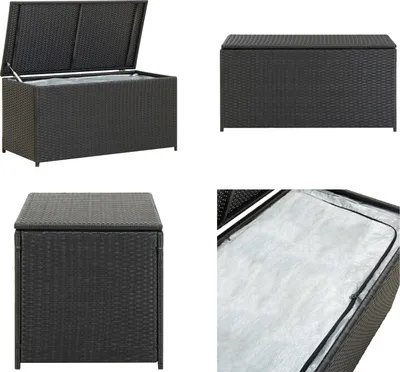 Image de vidaXL Coffre de jardin Poly Rattan 100x50x50 cm Noir - Coffre de rangement extérieur - Coffres de rangement extérieur - Caisses de rangement