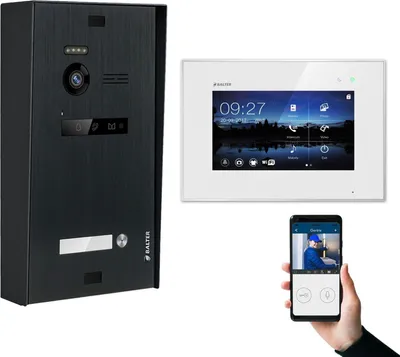 Produktbild von BALTER EVO Aufputz Schwarz 2-Draht BUS 7" WiFi Monitor Weiß Video Türsprechanlage Set 1 Familienhaus