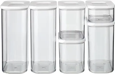 Immagine prodotto di Mepal | Set di barattoli Modula da 6 pezzi | design pratico | diverse dimensioni: 2 x 2000 ml, 1 x 1500 ml, 2 x 1000 ml, 1 x 425 ml | ideale per alimenti secchi | barattoli per la conservazione degli alimenti e scatole organizer in bianco