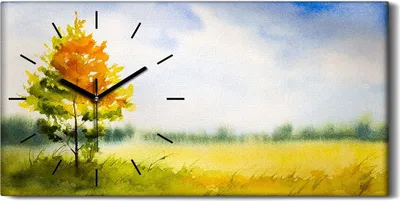 Produktbild von Küche Wohnzimmer Wand Leinwand Uhr 60x30 Gemälde Abstrakte Baum Himmel Wolken - schwarze Hände