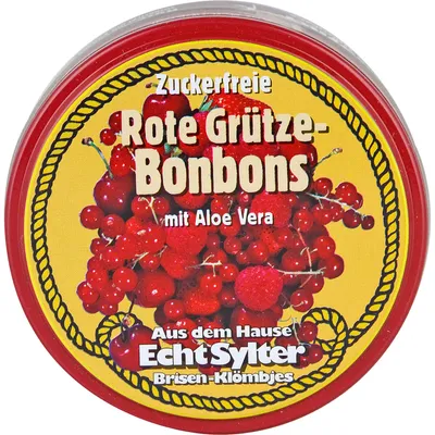 Obrázek produktu pro Originální želé bonbony Sylter Brisen-Klömbjes s červeným ovocem a aloe vera bez cukru, 70 g bonbónů