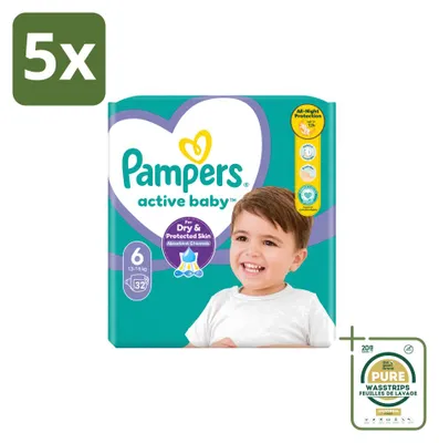 Obrázek produktu pro 5 kusů plen Pampers Active Baby, velikost 6 - balení