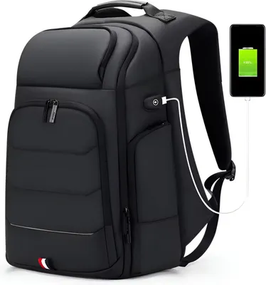 Productafbeelding van CarryQuest® - Rugzak voor laptop, waterafstotend, met USB-aansluiting, geschikt voor 15,6-inch laptops, kleur: zwart