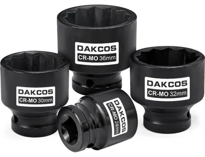 Obrázok produktu pre Sada 4 kusov nárazových kľúčov s viaczapovým systémom, 1/2", 24-36 mm, z CR-MO ocele, 12-hranné