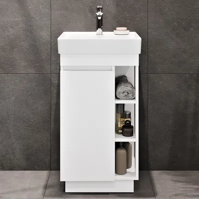 Produktbild von Planetmöbel Badmöbel Set Nyx Waschtisch 45 cm Matt Weiß