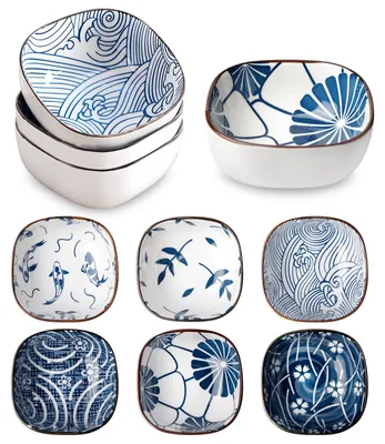 6er-Set Keramik-Dipschalen, 9,2 cm Ø, 150 ml, Japan-Stil
