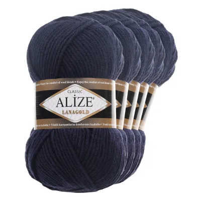 Produktbild von 5 x 100 g ALIZE Lanagold 49% Wolle Strickgarn Winterwolle Schurwolle Farbwahl