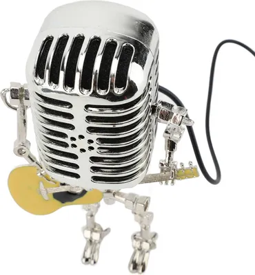 Zdjęcie produktu dla Vintage Mikrofon Gitara Robot Lampa stołowa Aluminiowa Retro Metalowa Lampka Nocna Robot do Sypialni Biurko Wystrój Domu Żółty