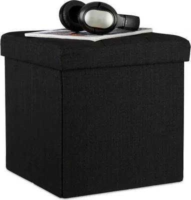 Produktbild von Klappbarer Hocker mit Stauraum aus Leinenstoff