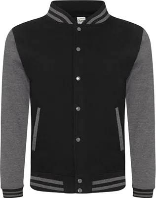 Produktbild von Just Hoods JH043 | Varsity Jacket / College Jacke - Farbe: Jet Black/Charcoal (Heather) - Größe: S