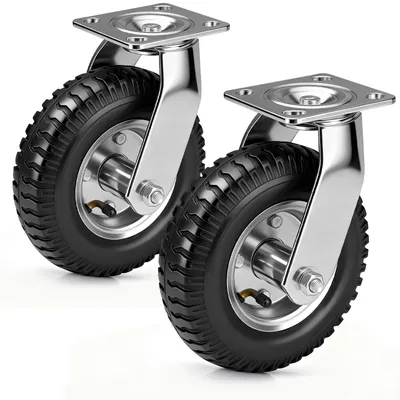 Produktbild von 2 Luftrad Lenkrollen Ø250mm 300KG Max, Pneumatisches Luftrollen Schwerlasträder, Excellente Stabilité Silencieux, Rollenrad für Sackkarren Wagen