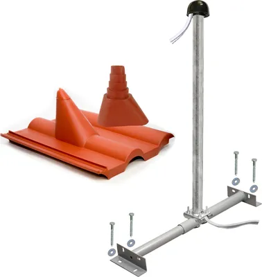 Produktbild von PremiumX BASIC Dachsparrenhalter-Montageset 100cm SAT Mast | Frankfurter Dachpfanne rot