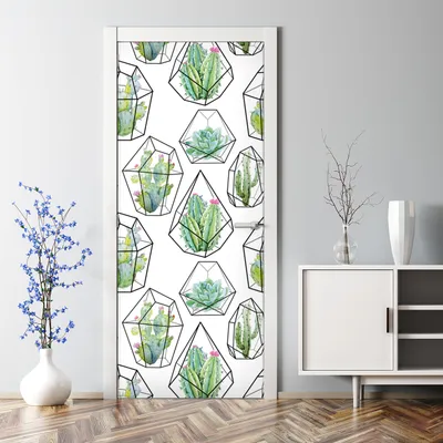 Produktbild von Dekorative Türtato Aufkleber selbstklebend Klebefolie Türposter Kaktus Kakteen 85 x 200 cm