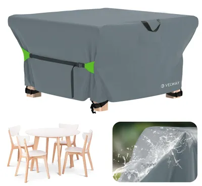 Obrázok produktu pre Poťah na záhradný nábytok Velway, vodotesný, odolný voči vetru, 125x125x74 cm, sivý