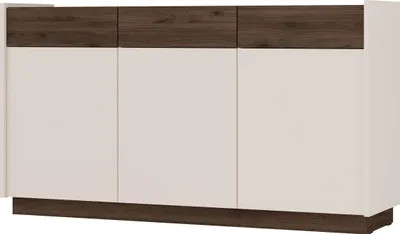 Produktbild von Masseno Kommode COSIMO 149 cm Sideboard mit 3 Schubladen und 3 Türen für Wohnzimmer Schlafzimmer Modern 149x40x83 cm Beige / Nussbaumfarben