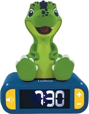 Obrázok produktu pre Digitálny budík s dinosaurom, nočné svetlo, zvukové efekty, 6 zvonení, funkcia odloženia budíka