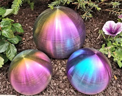 Produktbild von 3er Set Dekorationskugel 15-10-10 cm rainbow Edelstahl matt gebürstet Dekokugel