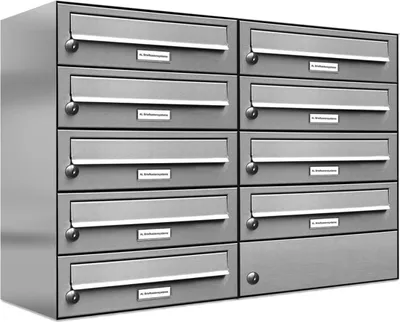 Produktbild von 9er V2A Edelstahl Wandbriefkasten Anlage 9 Fach Briefkasten Postkasten