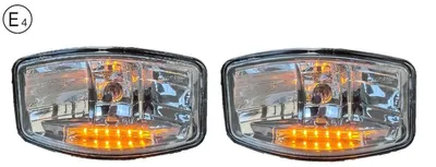 Produktbild von 2er-Set Halogen-Scheinwerfer 12V–24V mit H7-Lampe + 6 gelbe LED-Positionsleuchten für LKW, Traktor, Bagger und Landmaschinen