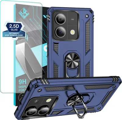 Produktbild von Armor Outdoor Handyhülle für Xiaomi Redmi Note 13 5G Handy Panzer Case Schutzhülle mit 9H Displayglas Displayschutz Farbe: Blau