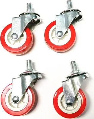 Obrázok produktu pre Červené kolieska na nábytok, 50 mm, závit M10, otočné o 360°
