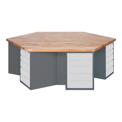 Produktbild von STIER Gruppenwerkbank mit 6x5 Schubladen BxTxH 2700x2340x890 mm