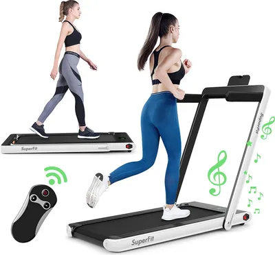 Produktbild von COSTWAY 2 in 1 Walking Pad & Laufband klappbar 120kg belastbar, 1-12km/h (Weiß)