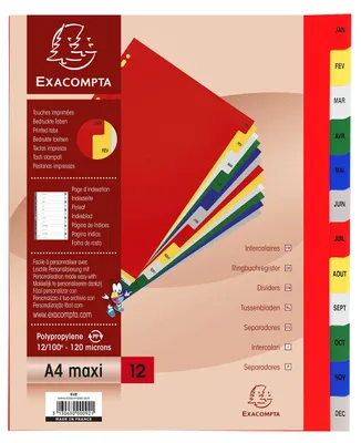 Immagine prodotto di EXACOMPTA 92E Intercalaires mensuels Janvier-Décembre A4+