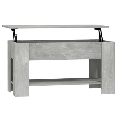 A concrete-effect lift-top coffee table shown from the front.