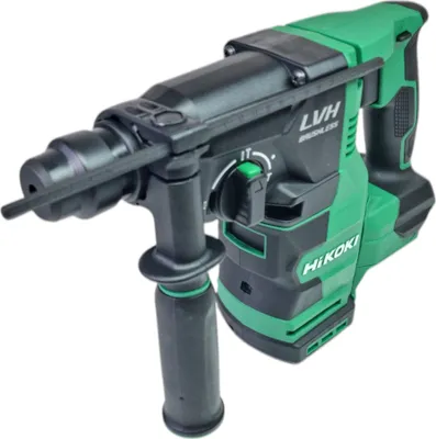 A cordless rotary hammer drill is shown against a white background.