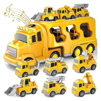 Produktbild von LKW Spielzeug Auto Kinder mit Licht-Sound Spielzeug Transportfahrzeug Baufahrzeug Spielzeug Spielzeug Bagger Bulldozer Kinder Baustellenfahrzeug Set