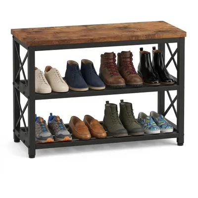 Obrázok produktu pre Skriňa na topánky s lavicou, veľká polica, štýl industrial/loft/retro, drevo, 60 cm