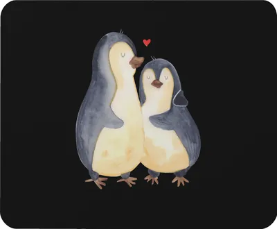 Produktbild von Mr. & Mrs. Panda Mauspad Pinguin umarmen - Schwarz - Geschenk, Umarmung, pc mousepad, mausunterlage, Verliebt, Verknallt, Liebe, Hochzeitsgeschenk, laptop, Mouse Pad
