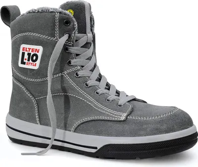 A single gray winter boot is shown against a white background.