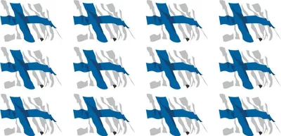 Produktbild von Mini Aufkleber Set - Pack wehend - 50x31mm - selbstklebender Sticker - Fahne - Finnland - Flagge / Banner / Standarte fürs Auto, Büro, zu Hause und die Schule - 12 Stück