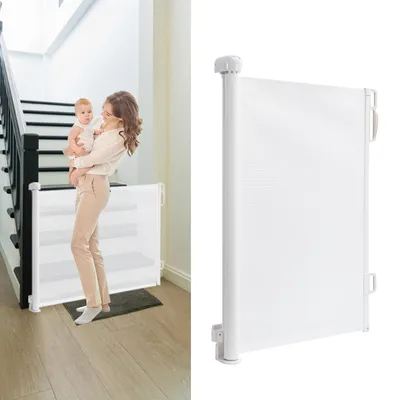 Produktbild von TolleTour Treppenschutzgitter Ausziehbar Türschutzgitter Absperrgitter Roll, ausziehen 0-180 cm für Kinder & Haustiere, Weiß