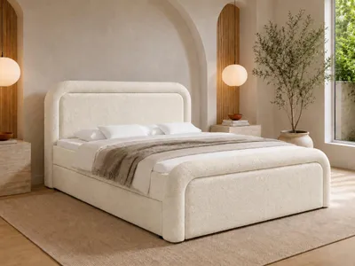 Produktbild von Emlar Boxspringbett Dream 120x200 - Komplett-Set mit Matratze und Topper - Polsterbett mit Bettkästen - Bouclé-Stoff - Boxspringbett Beige (Quelle 02)