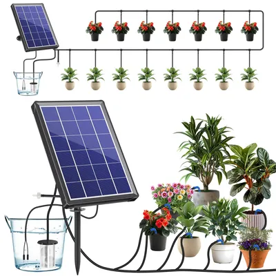 Solar-Bewässerungssystem, 3,5 W, 15 m Schlauch, für 15–20 Pflanzen