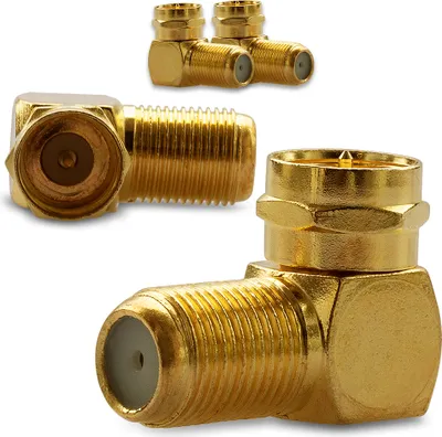 Produktbild von SAT F-Stecker 4x Winkelstecker Koaxialkabel F-Buchse auf 90° F-Stecker vergoldet