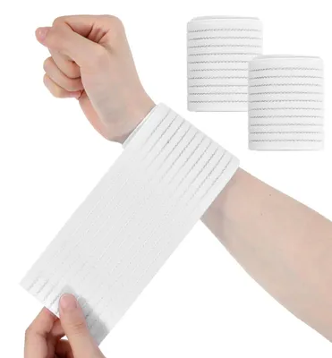 Immagine prodotto di Fascia polso elastica - Chiusura a strappo - Poliestere traspirante - 2 pezzi - Per sport e fitness