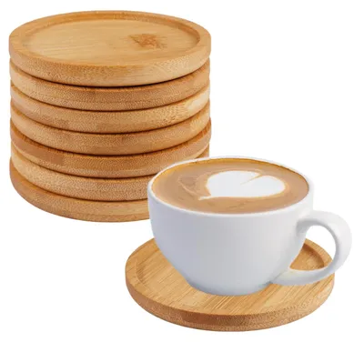 8 Bambus-Kerzenteller, rund, 8 cm, Untersetzer