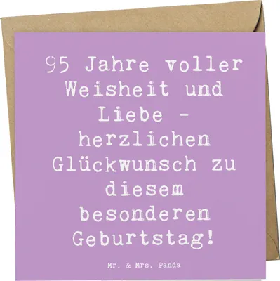 Produktbild von Mr. & Mrs. Panda Glückwunschkarte Spruch 95. Geburtstag Weisheit Liebe - Lavendeltraum - Geschenk, Jubiläum, Lebensabschnitt, doppelkarte, Happy Birthday, Meilenstein