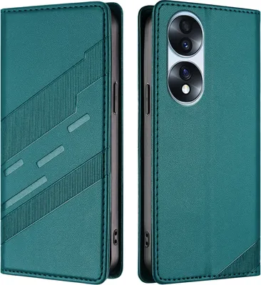 Produktbild von Hülle für Honor 70 Pro, Kunstleder Brieftaschen Handyhülle mit Kartenfach und Standfunktion Grün