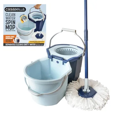 Productafbeelding van Casabella schoonwater microvezem mop met emmer systeem, blauw/wit