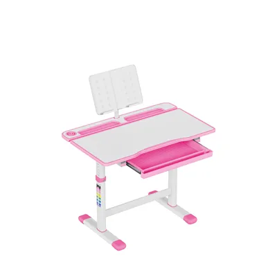 Produktbild von Kinderschreibtisch Mark Adler Study 3.0 Rosa – höhenverstellbar, neigbar, ergonomisch, mit Schublade und Buchhalterung