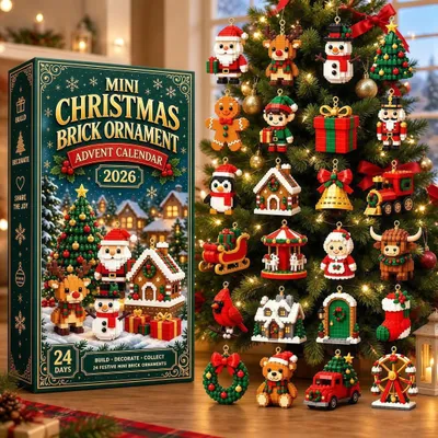 Produktbild von 2026 3D Mini Christmas Weihnachtsanhänger Adventskalender 24 Tages, Weihnachtliche Familienaktivität,Weihnachtsbaum, für Teenager,Mädchen
